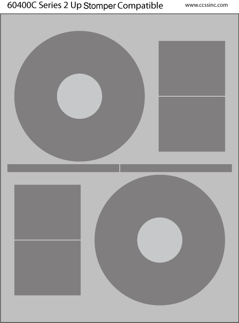 2 UP CD/DVD Stomper Compatible Labels - 100 Sheets - Click Image to Close